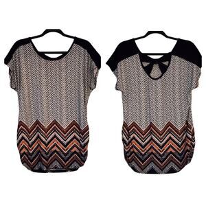 Tutta Bella Maternity Womens Pullover Tunic Size L Slinky Stretch Knit Cut Out